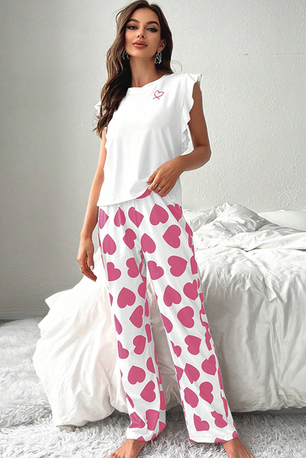 White Christmas Pullover and Drawstring Pants Pajama Set