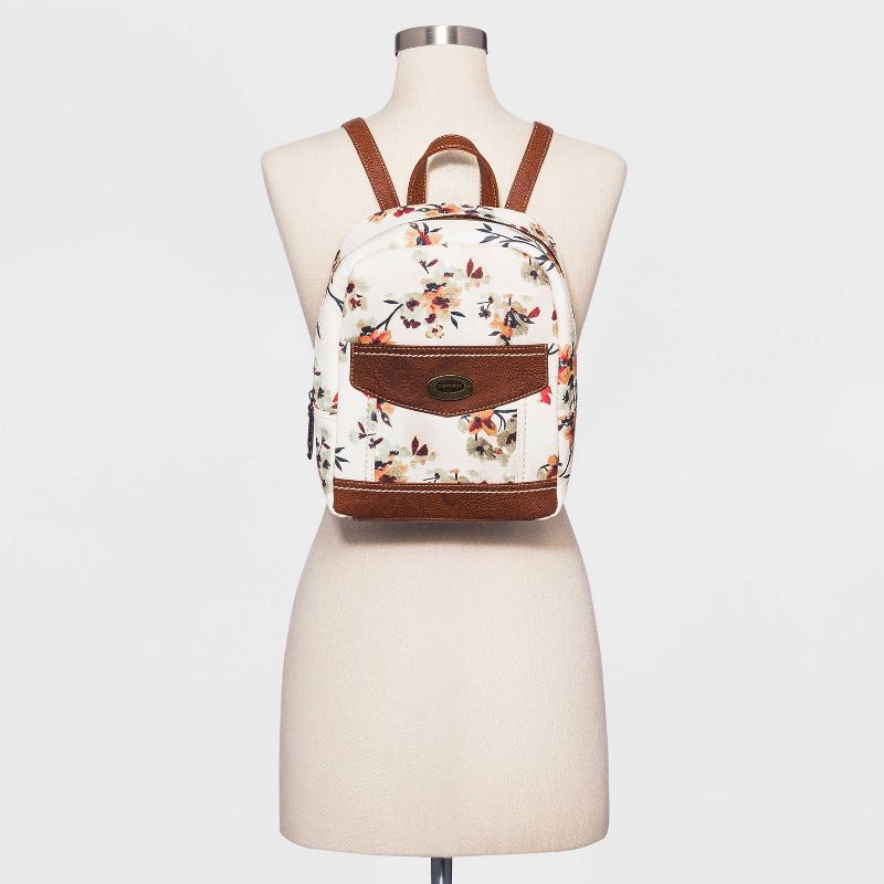 Concept Floral Print Zip Closure Backpack - White