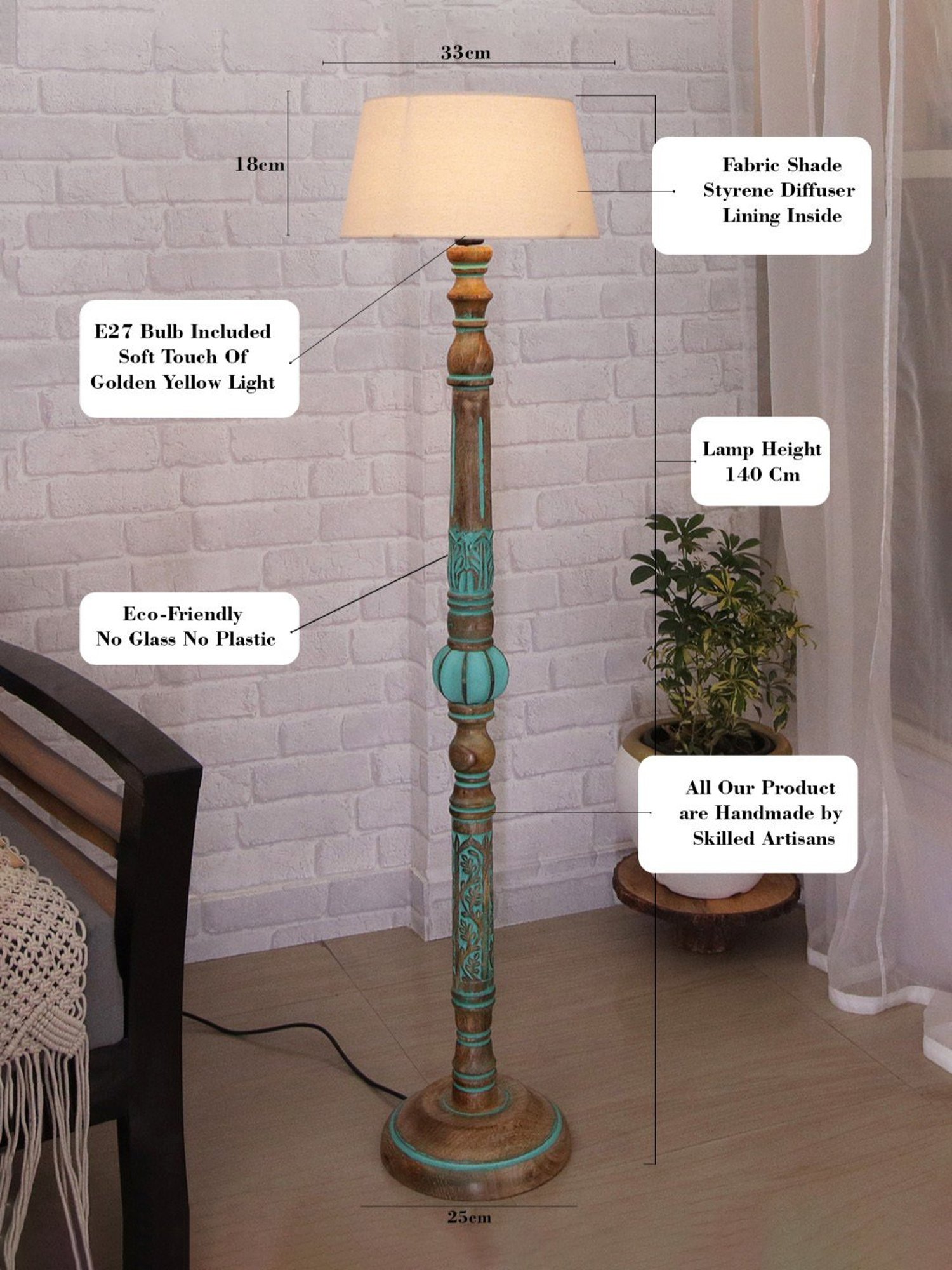 64" x 8.9" x 10.5" Smart Light Full Spectrum Floor Lamp (Includes LED Light Bulb) White - Verilux