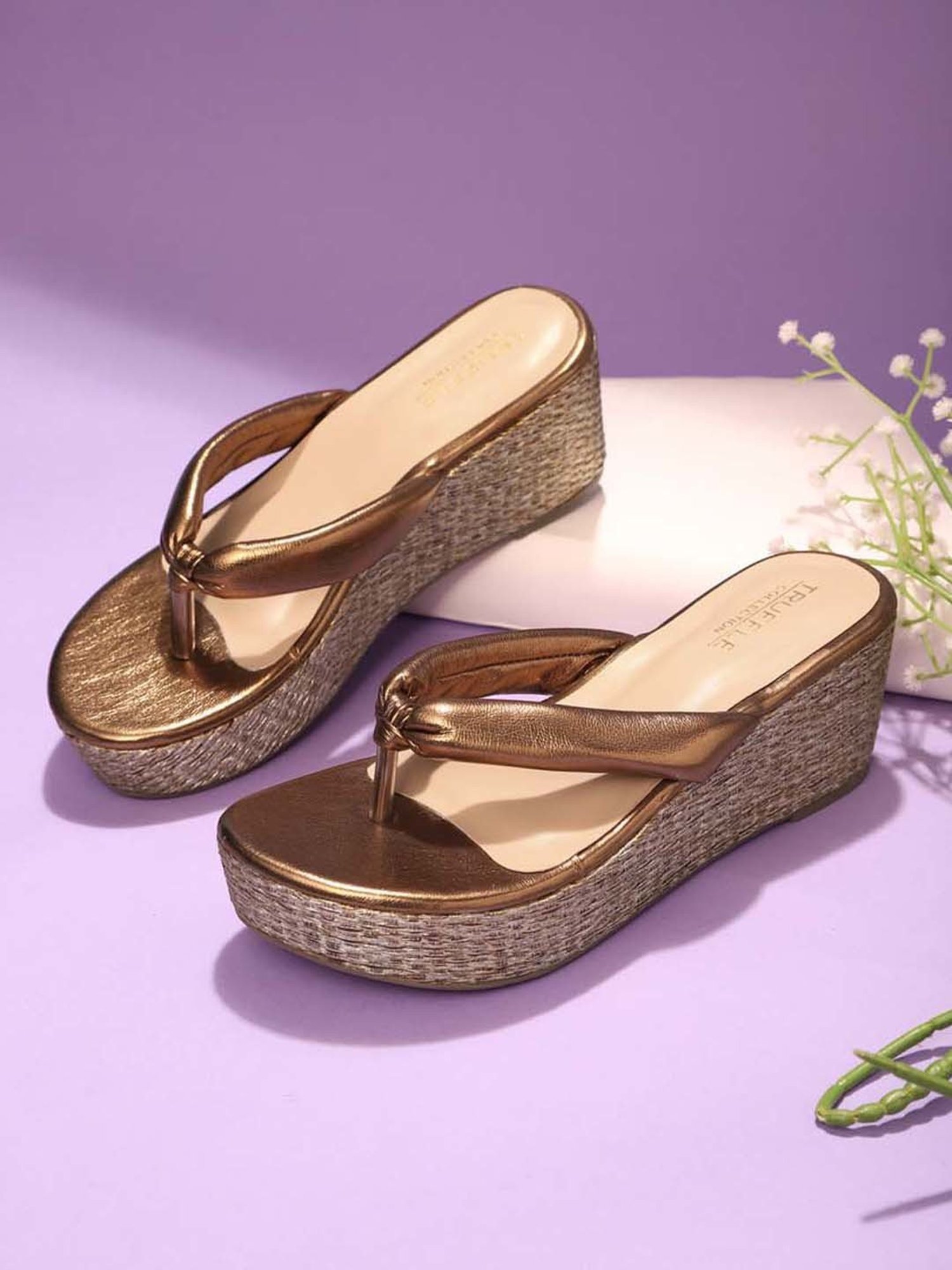 Truffle Collection Women's Copper Thong Wedges