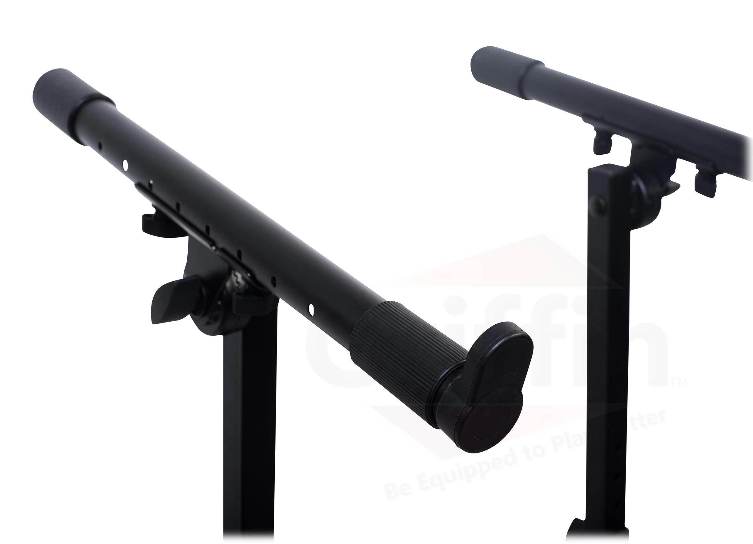 Double Piano Keyboard & Laptop Stand by GRIFFIN | 2 Tier/Dual Portable Studio Mixer Rack for Turntables, DJ Coffins, Speakers, Digital Audio Gear & Music Equipment | Folding Stage Mount Multi Platform