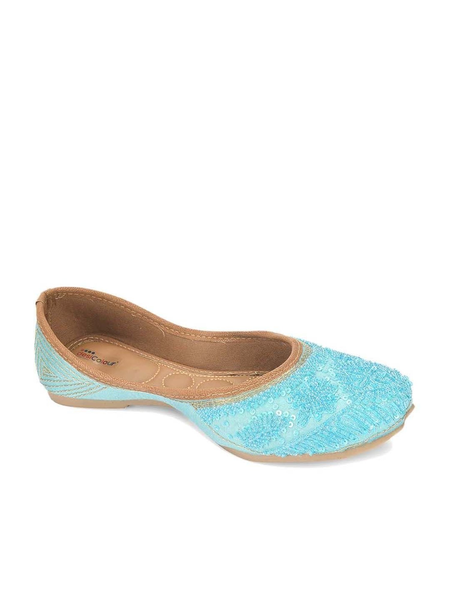 Desi Colour Women's Sky Blue Ethnic Juttis