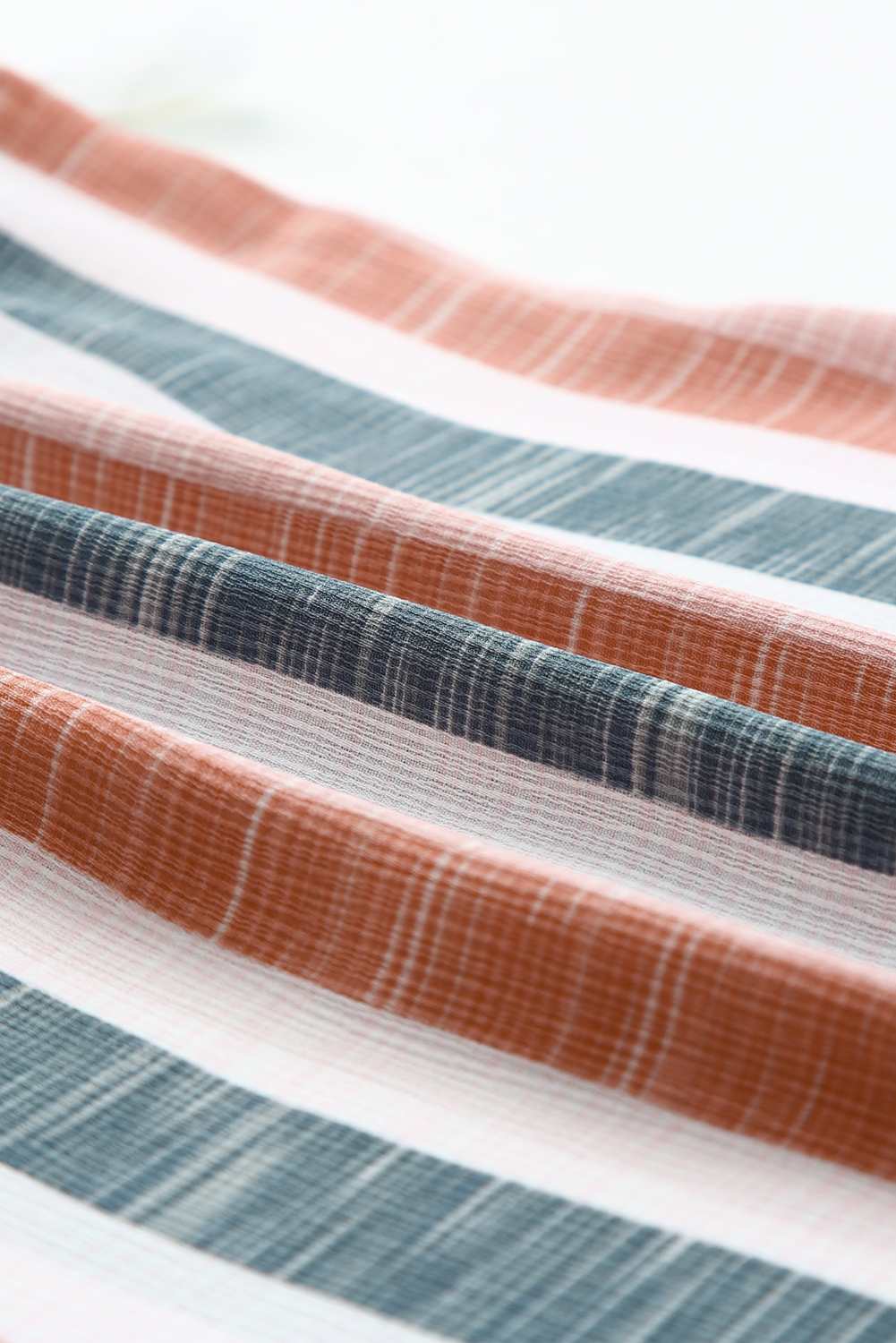 Multicolor Striped Print Split V Neck Sleeveless Shirt