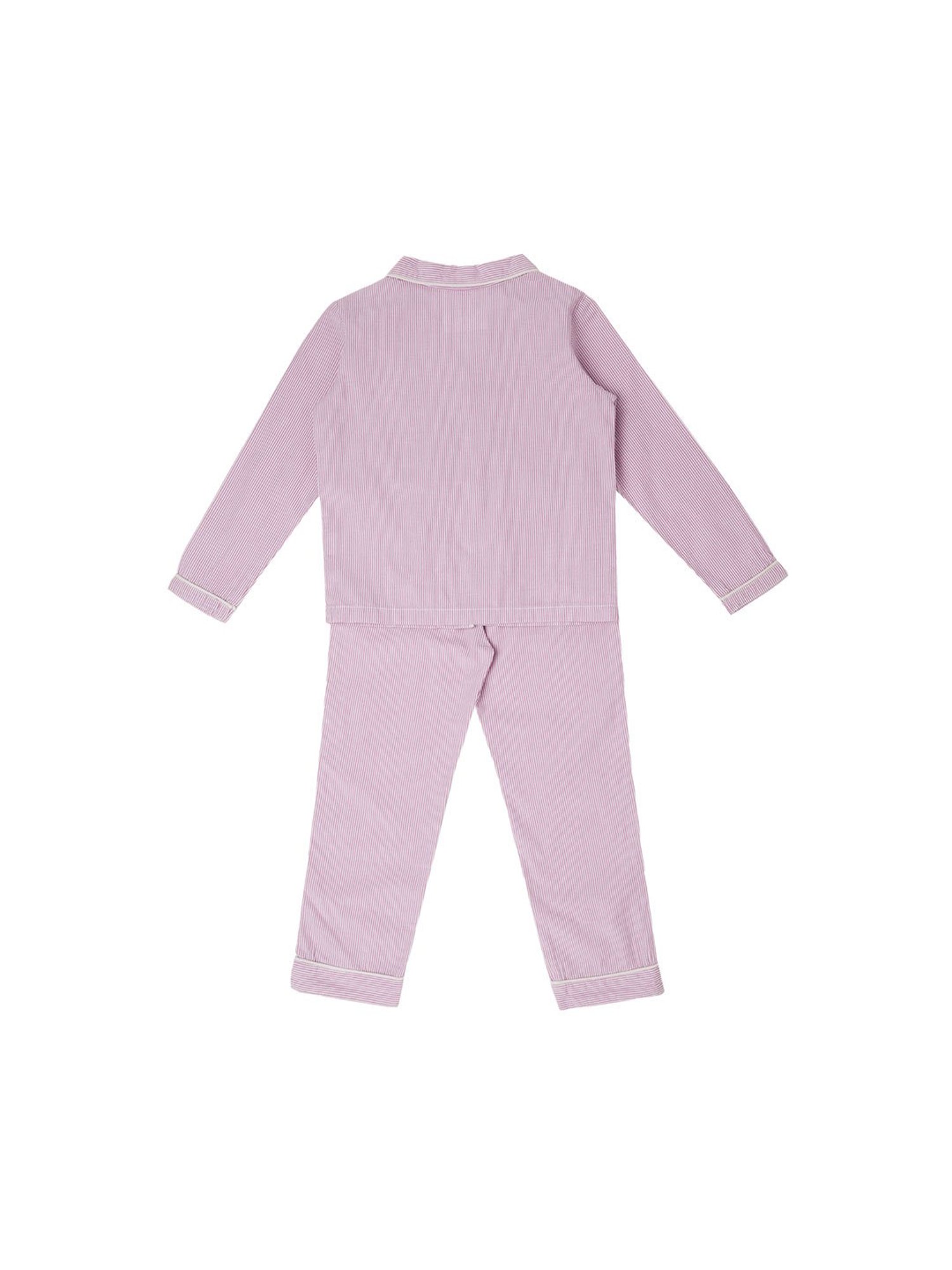 Mystere Paris Girls Purple Striped Shirt with Pyjamas