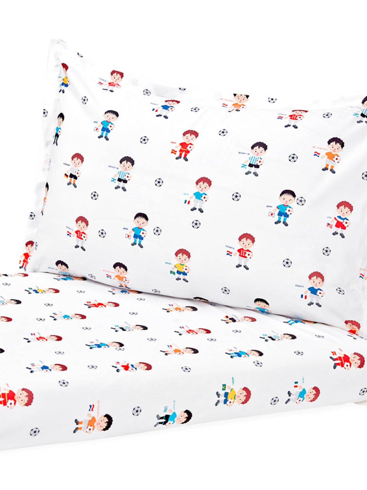 Nigh Nigh World Cup White Cotton 300 TC Kids Bed Linen Set
