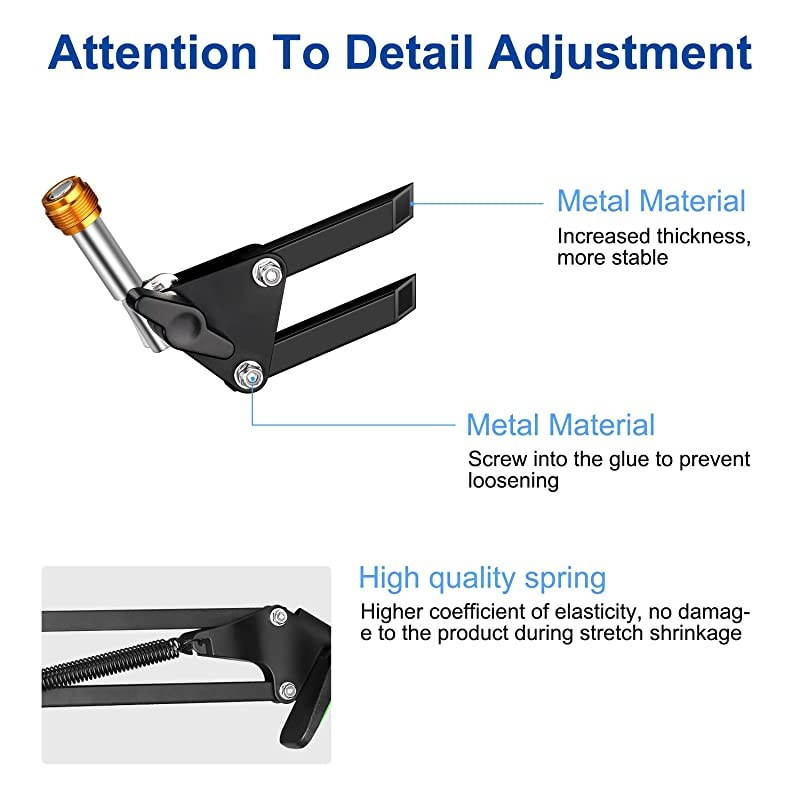AK-35 Microphone Stand Desk Adjustable Compact Microphone Suspension Boom Scissor Arm Stand For Blue Yeti,Blue Snowball iCE, Professional Streaming, Voice-Over, Recording, Games