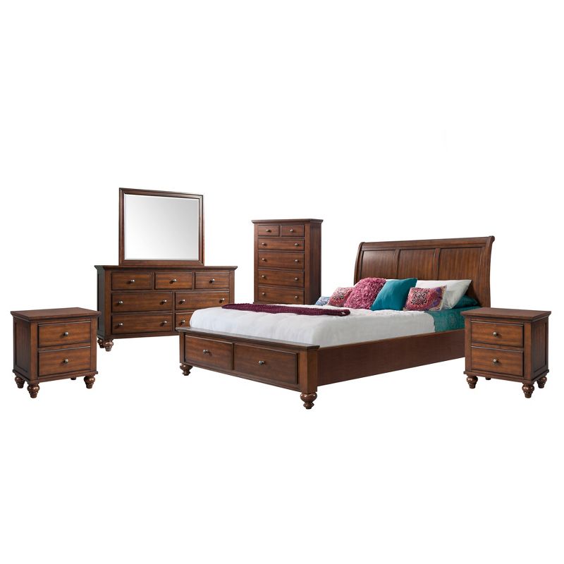 6pc King Channing Storage Bedroom Set Cherry - Picket House Furnishings