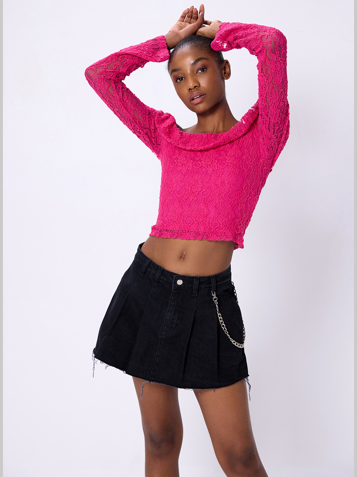 Cover Story Pink Lace Crop Top