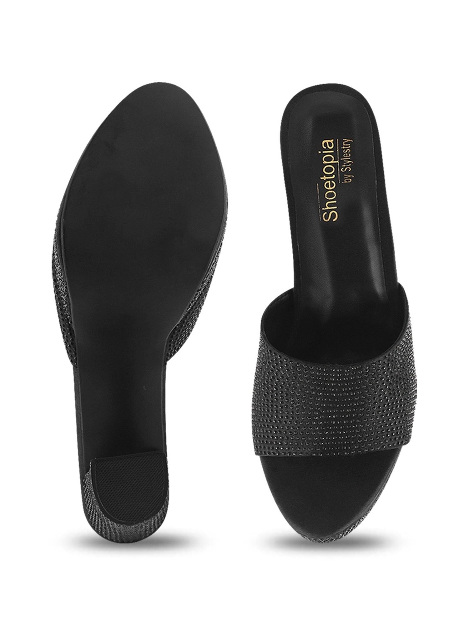 Shoetopia Women's Black Casual Sandals