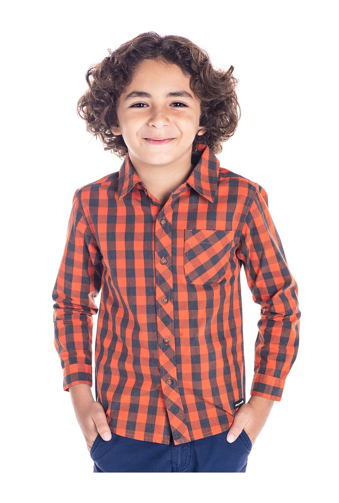 Cherry Crumble By Nitt Hyman Kids Orange Plaid Pattern Shirt