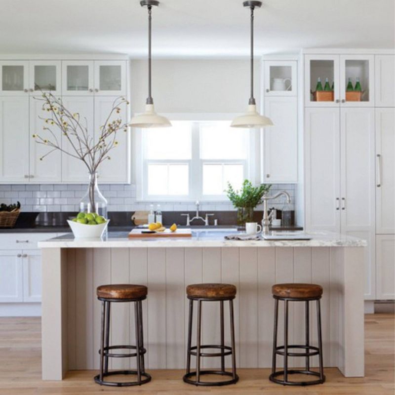 24" Mango Wood Counter Height Barstool with Iron Base Brown/Black - The Urban Port