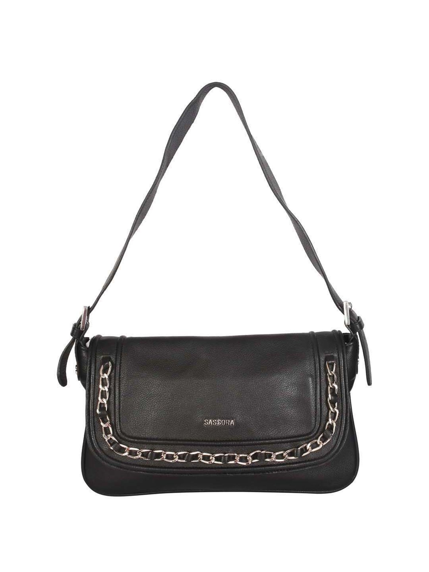 SASSORA Black Solid Medium Shoulder Bag