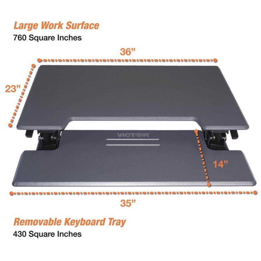 VICTOR TECH DCX760G Standing Desk, 36, Gray