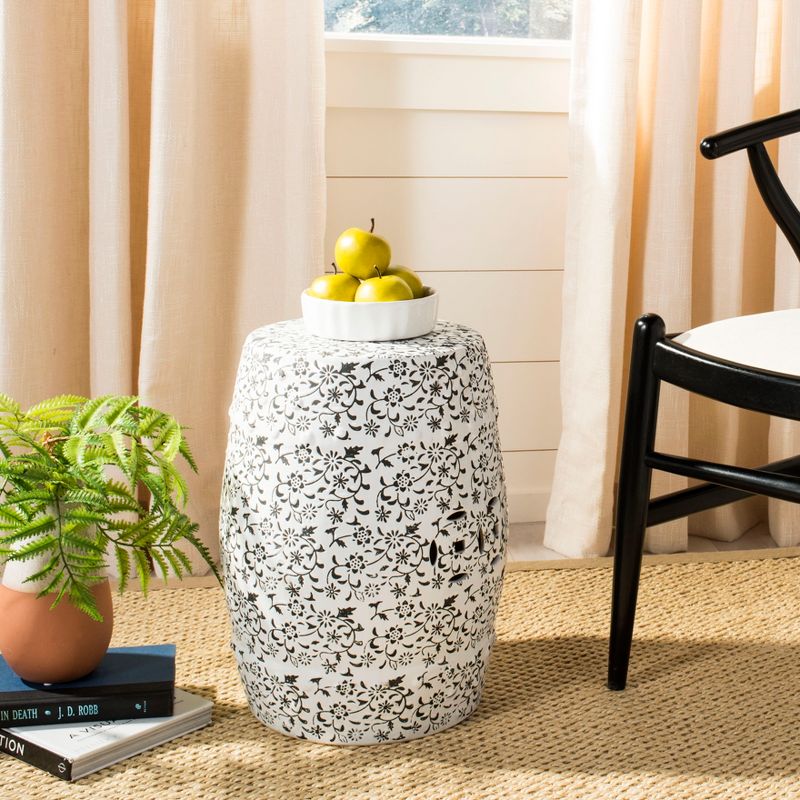 Flower & Vine Garden Stool - White -  Safavieh