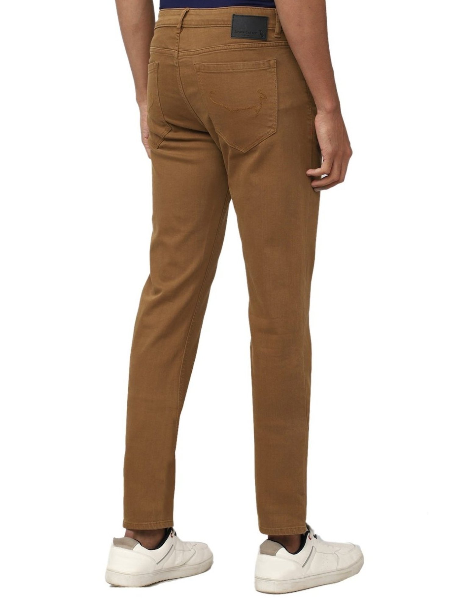 Simon Carter London Regular Brown Lightly Washed Mid Rise Jeans