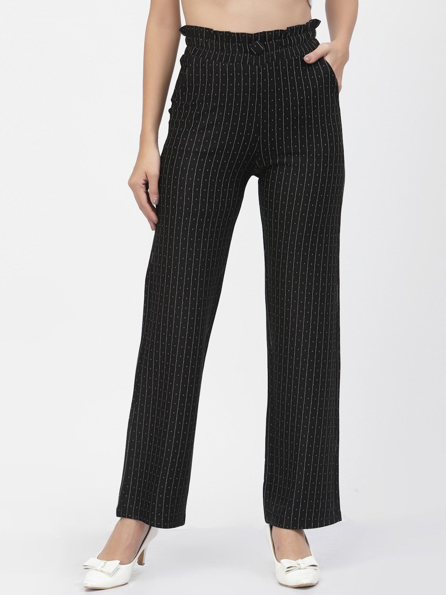Westwood Black Cotton Striped Pants