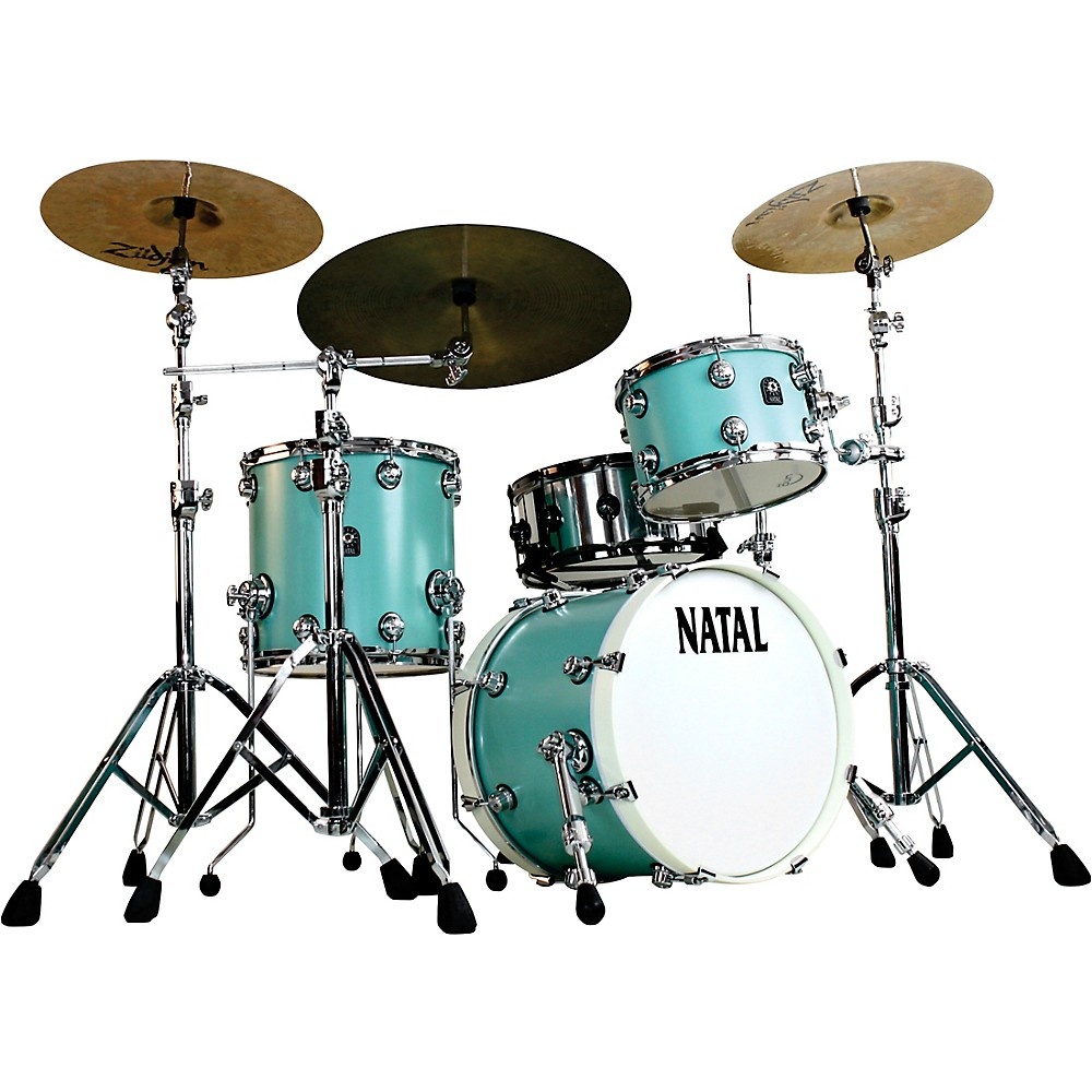 Natal Drums Cafe Racer Traditional Jazz 3-Piece Shell Pack with 18 in. Bass Drum Seafoam Green Hot Rod Suede