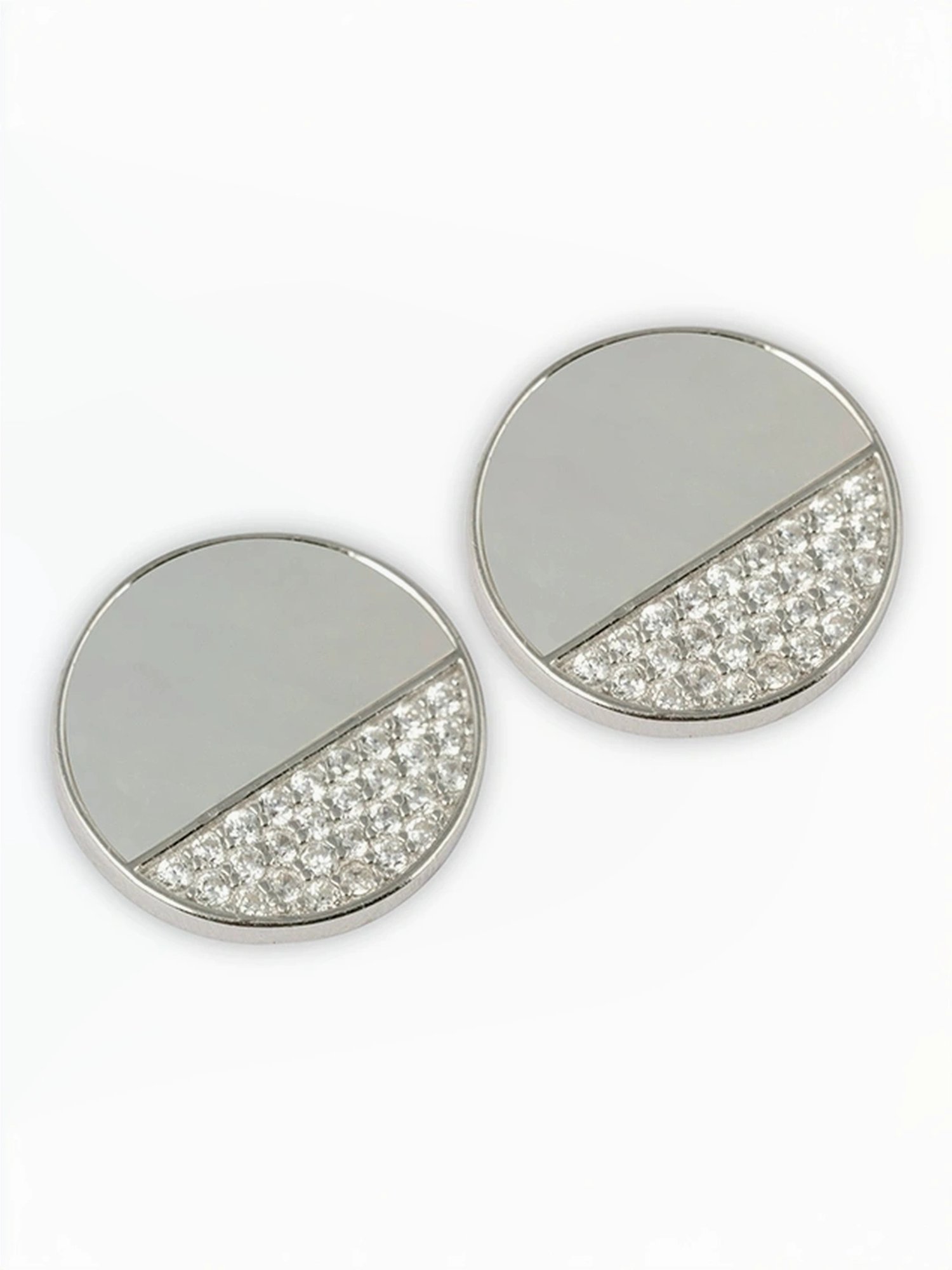 Touch925 Sterling Silver Ivory Circle Pendant Set for women