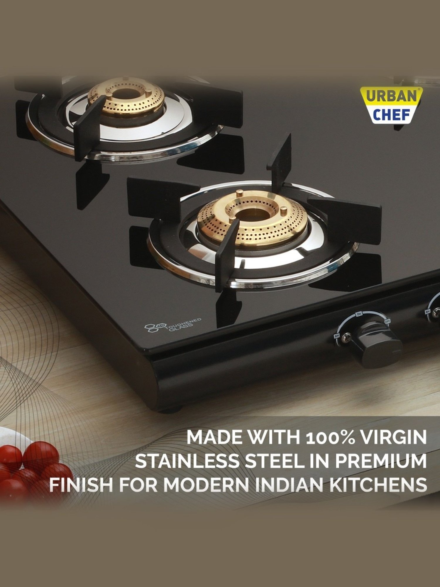 Urban Chef Gas Stove with 4 burners ( Black )