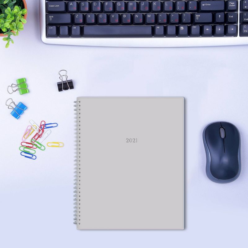 2021 Planner 8.5" x 11" Solid Plastic Cover Weekly/Monthly Wirebound Solid Gray - Blue Sky