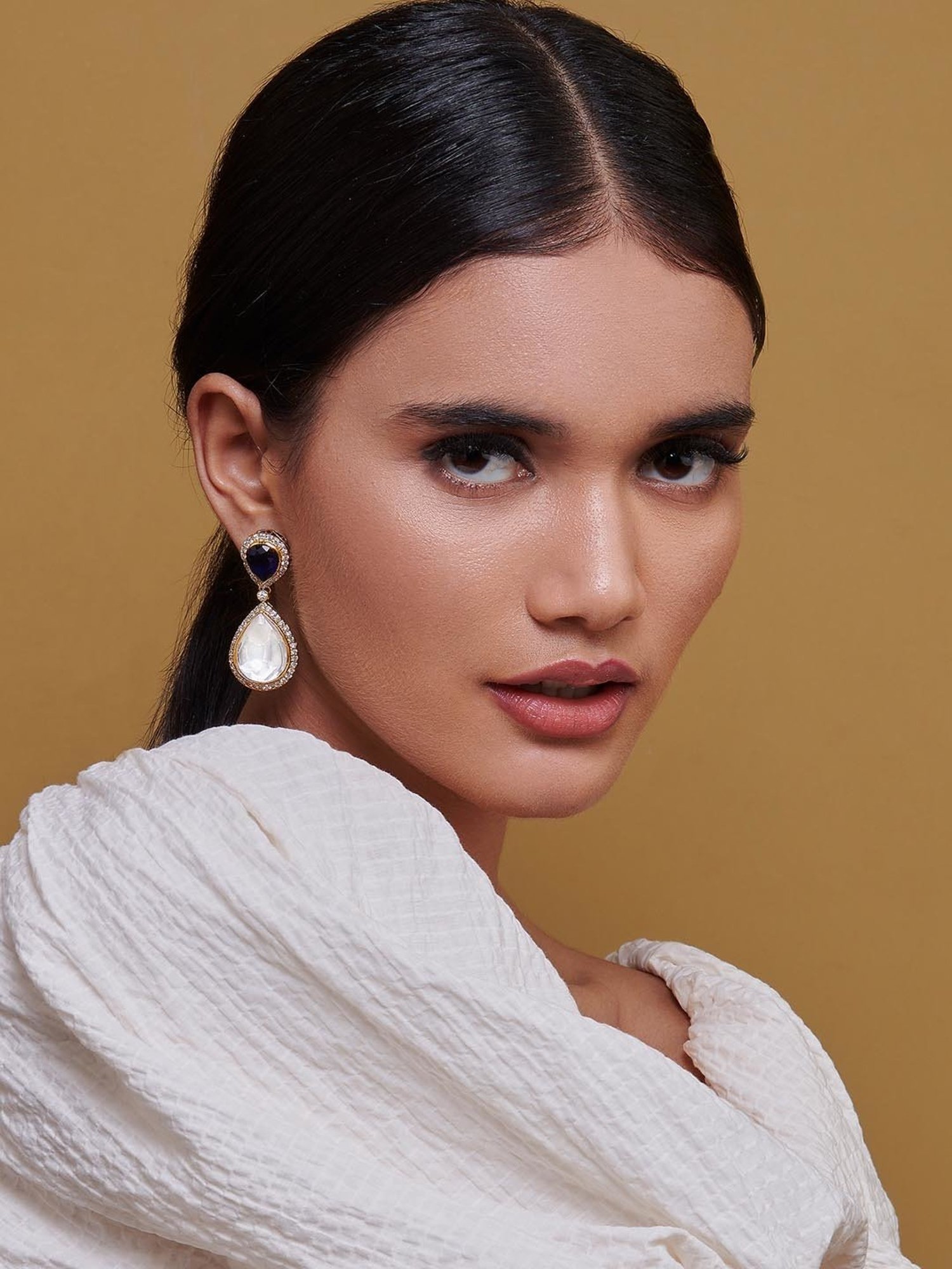 Curio Cottage Meira Kundan and Pink Drop Earrings