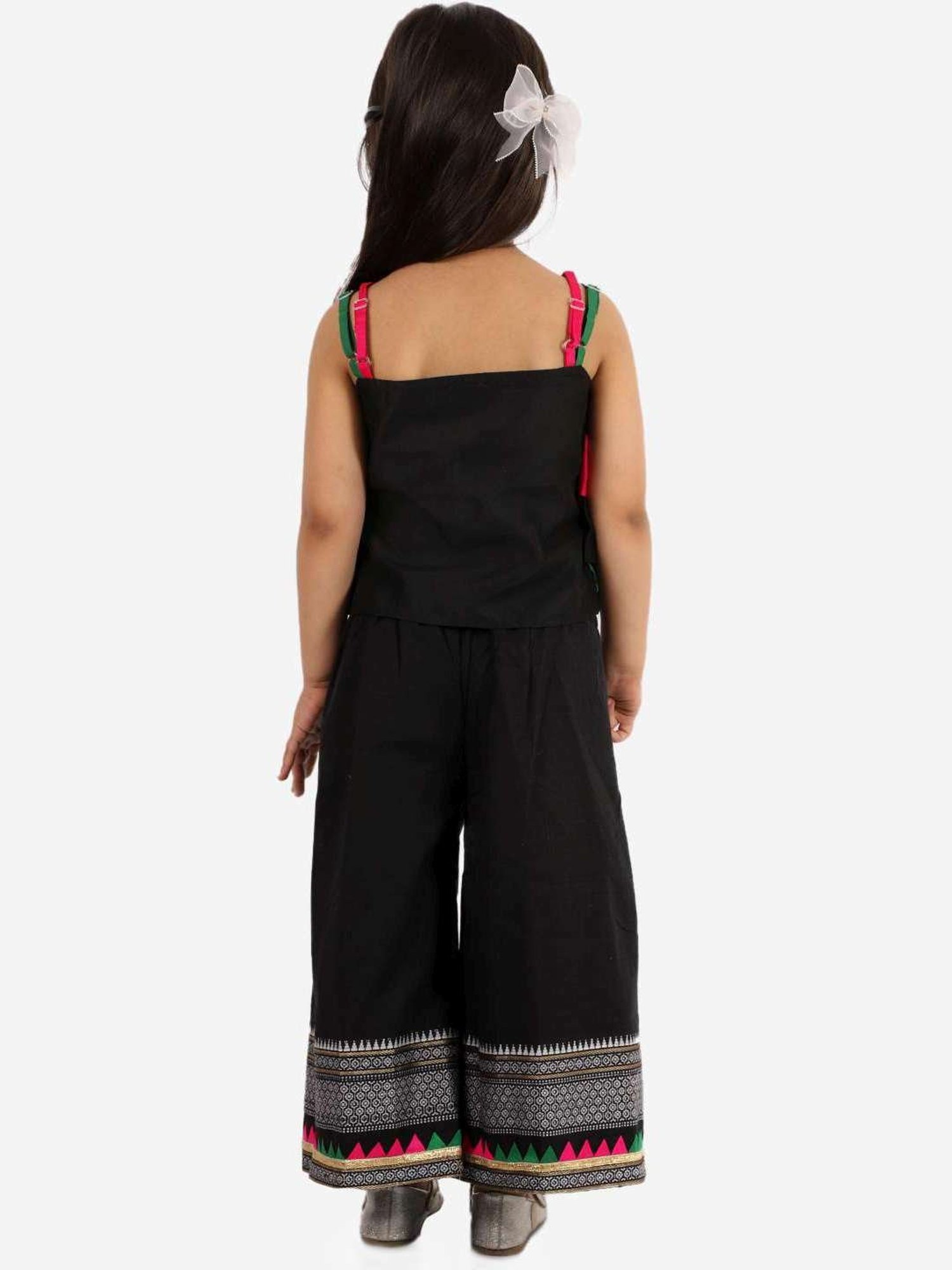 TWISHA Kids Black & Pink Color Block Top Set