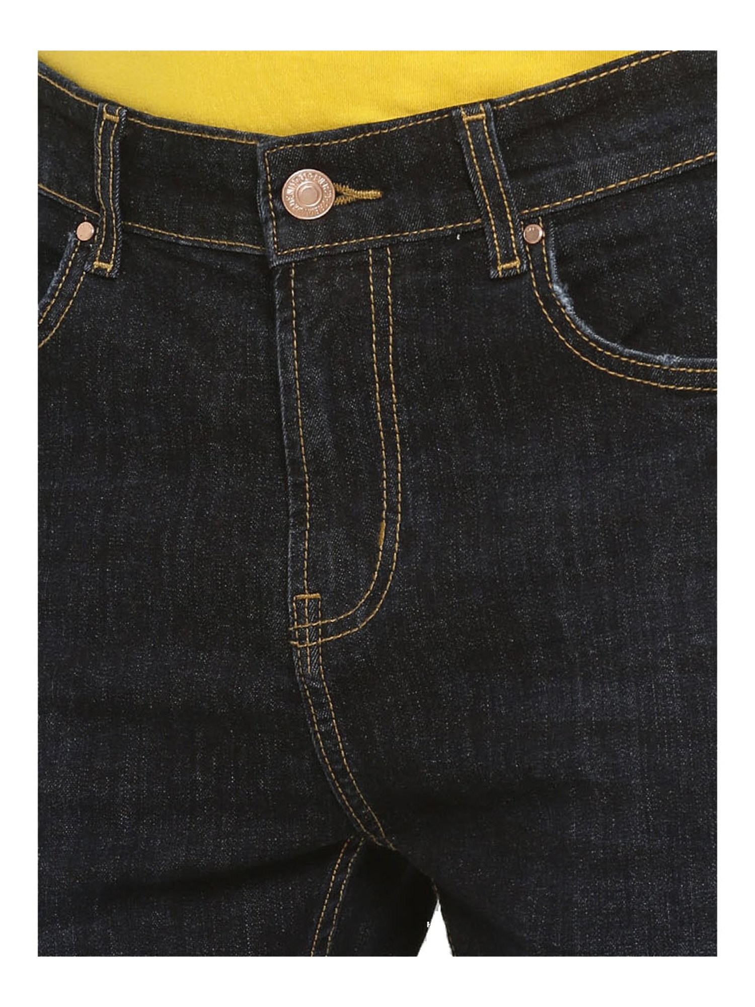 Forever 21 Dark Blue Mid Waist Slim Fit Regular Length Jeans