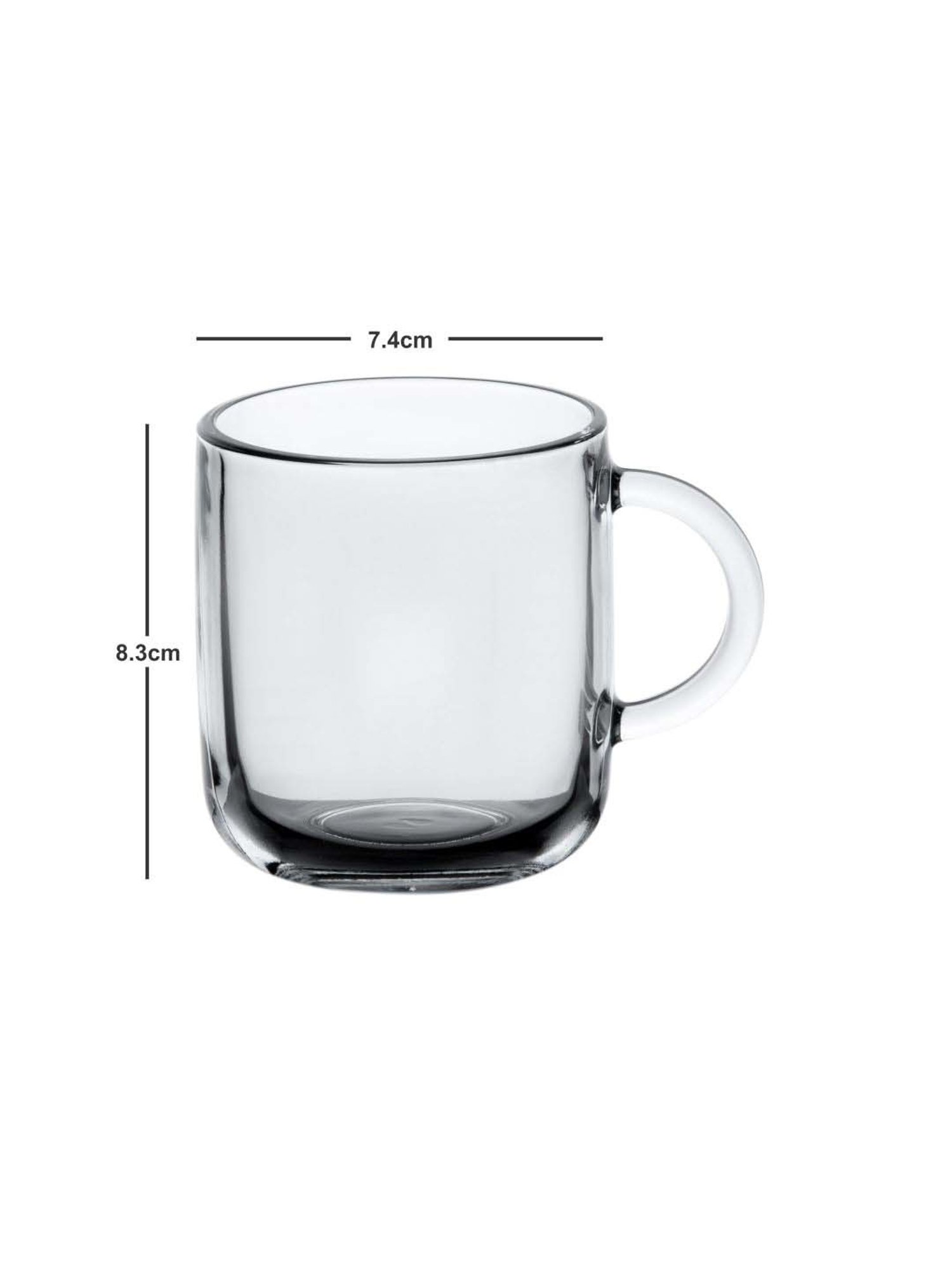 Pasabahce Transparent Glass Mug (0.245 L) - Set of 6
