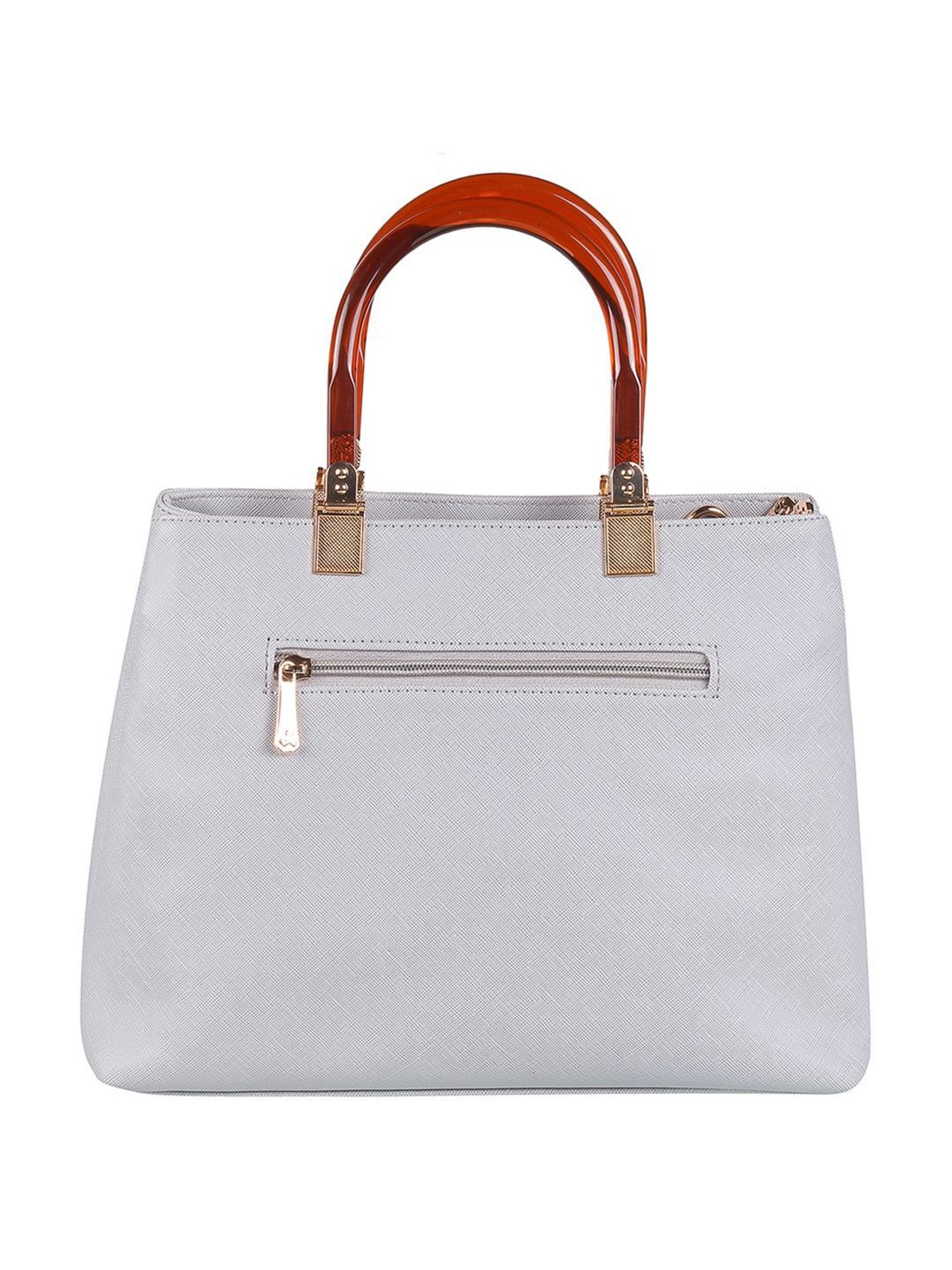 Mochi Grey Synthetic Textured Handbag