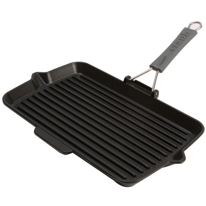 Staub Cast Iron 13.4 X 8.3" Rectangular Folding Grill - Matte Black
