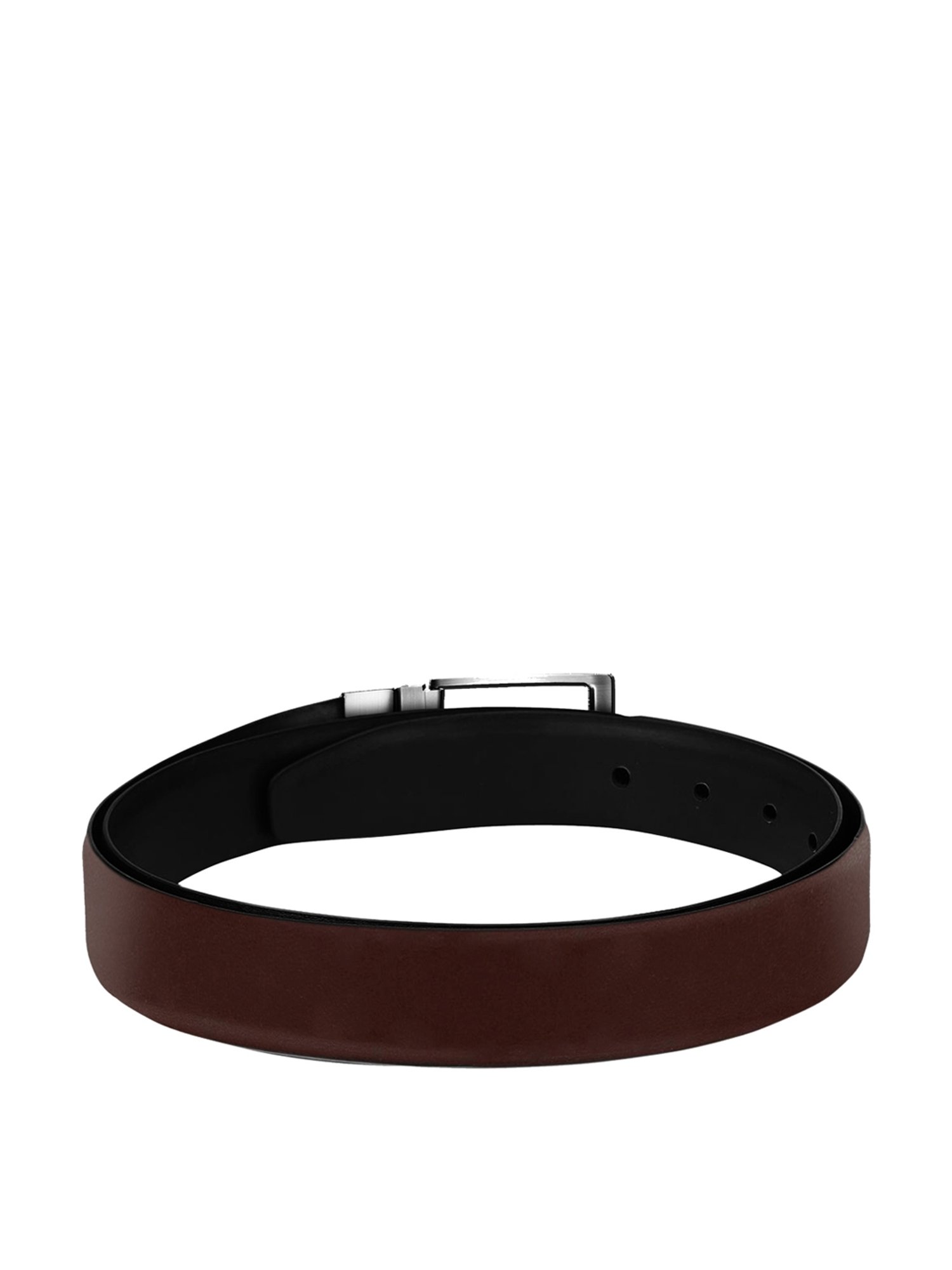 SCHARF Dark Brown Leather Reversible Belt With Wallet for Men