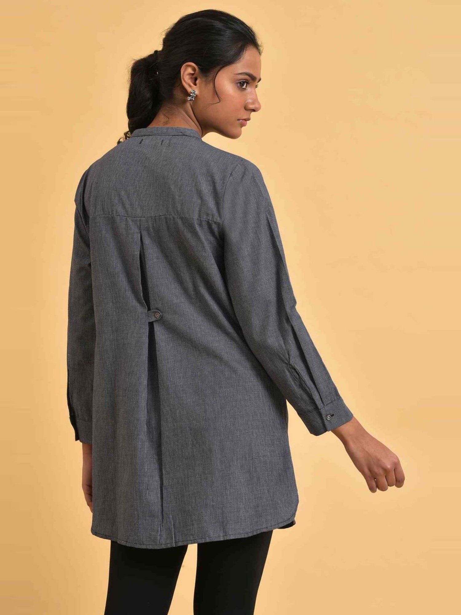 W Grey Cotton Embroidered Tunic