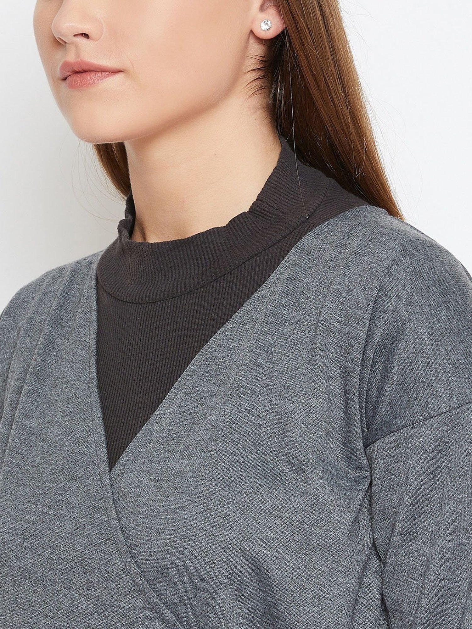Belle Fille Dark Grey Textured Shrug