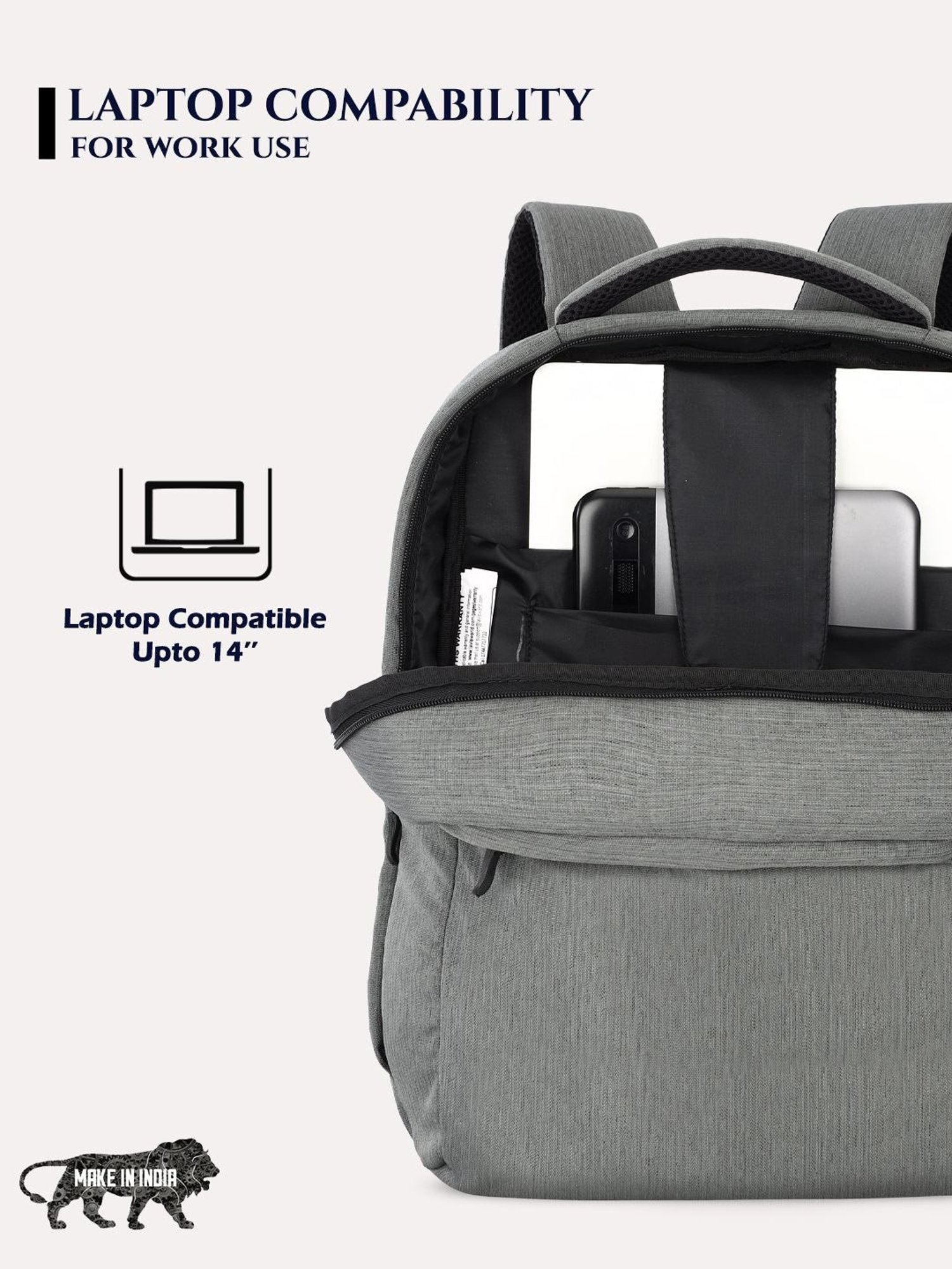 Lavie Sport Crest 18L Laptop Backpack For Men & Women | Laptop Bag For Boys & Girls (Grey)