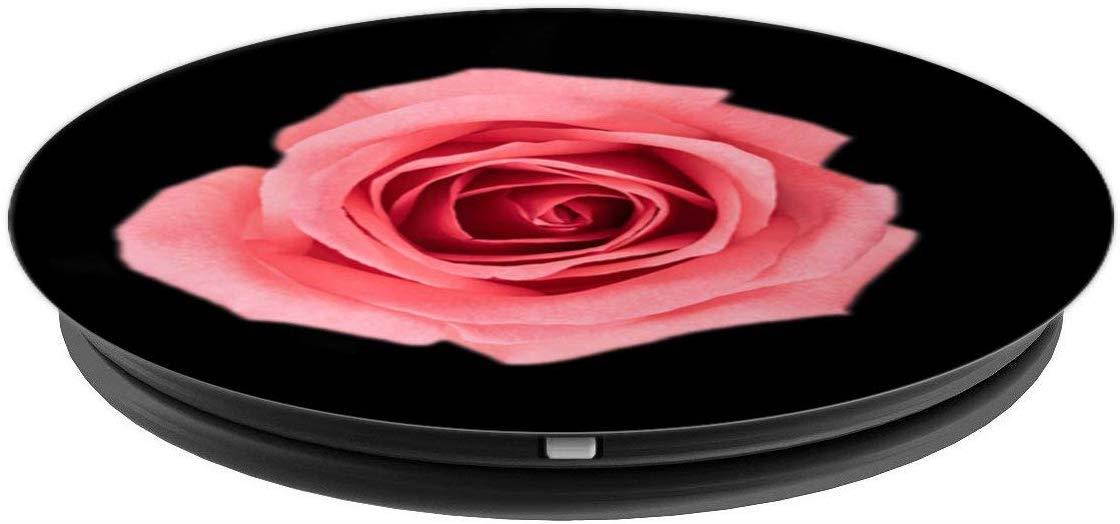 Pink Red Rose in Black PopSockets Grip and Stand for Phones and Tablets