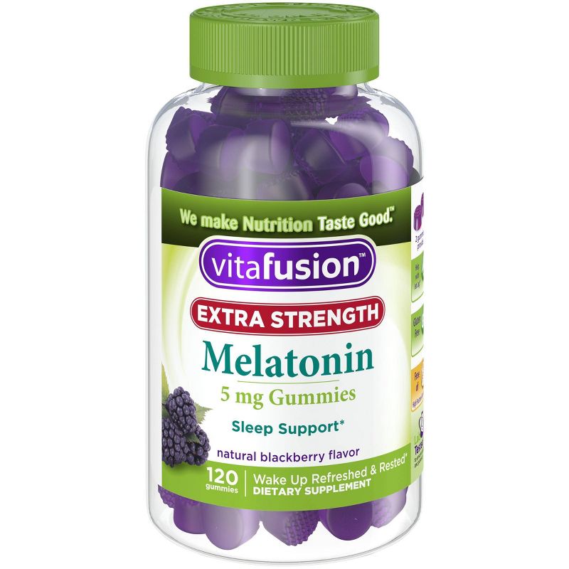 Vitafusion Extra Strength Melatonin Vitamin Gummies - Blackberry - 120ct