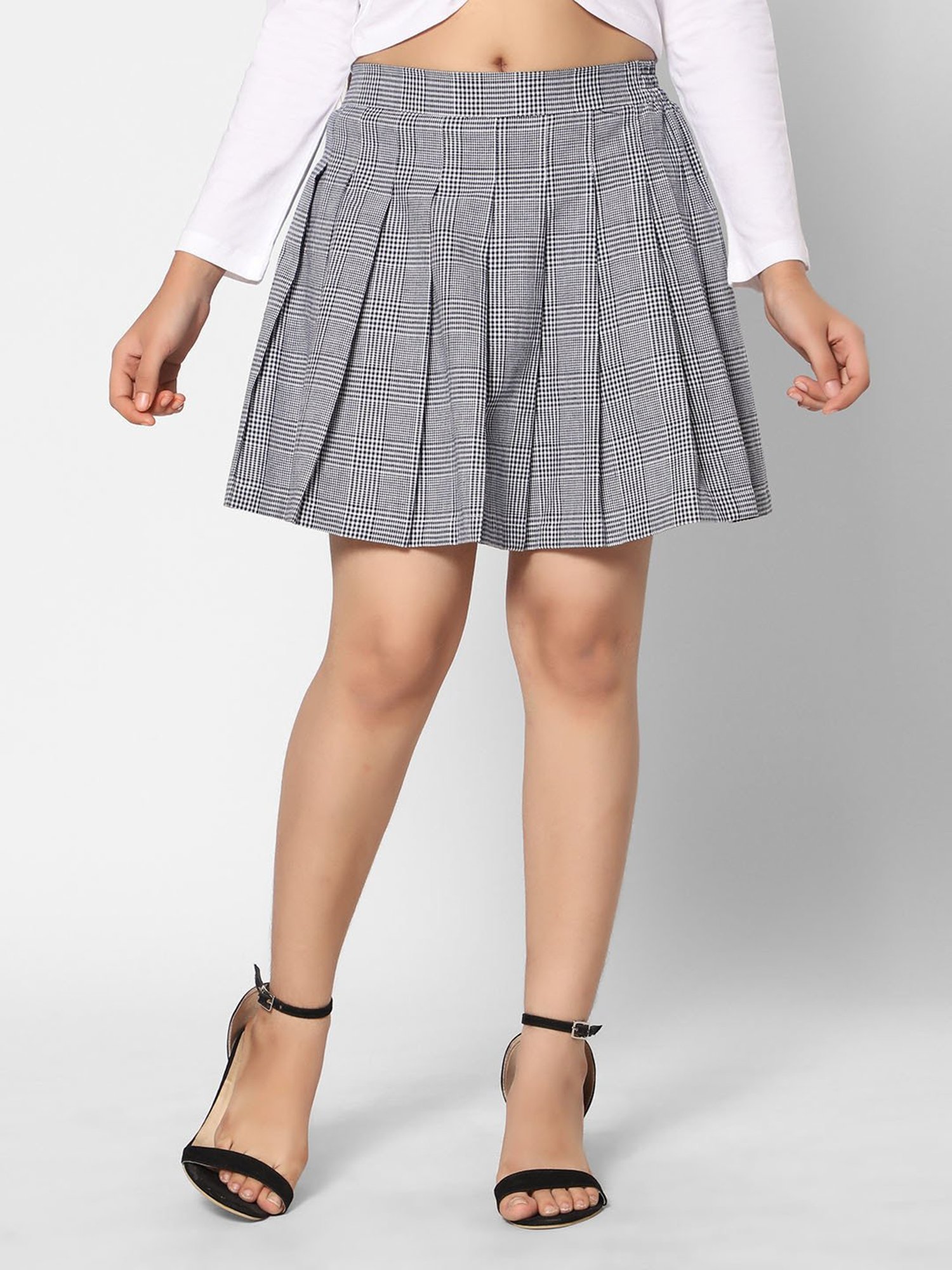 TeenTrums Girls Black & White Checks Skirt