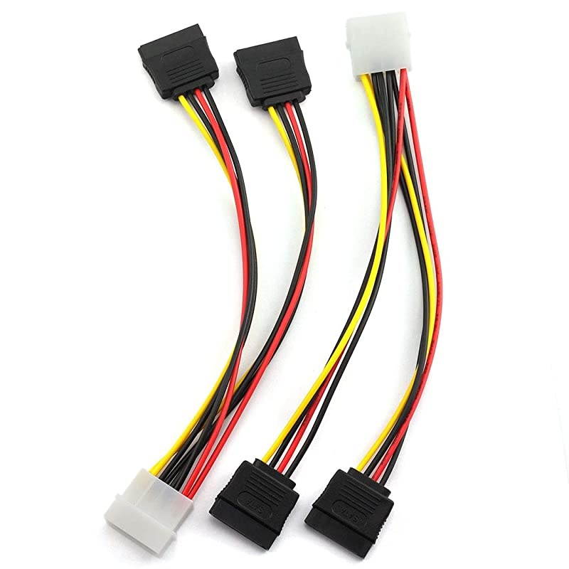 4 Pin Male IDE Molex to 15 Pin Female Dual SATA Power Splitter Adapter Cable 18AWG Copper Serial ATA Hard Drive Extension Cable 20cm 2 Pack