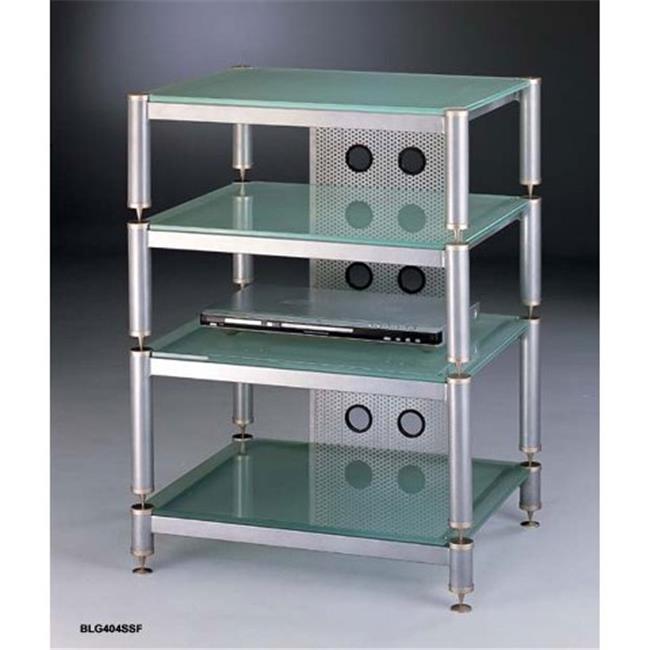 VTI Manufacturing BLG404SSF-02 4 Silver Capspike Silver Poles 1 Frosted Glass Shelf 7 in. Add On Shelf