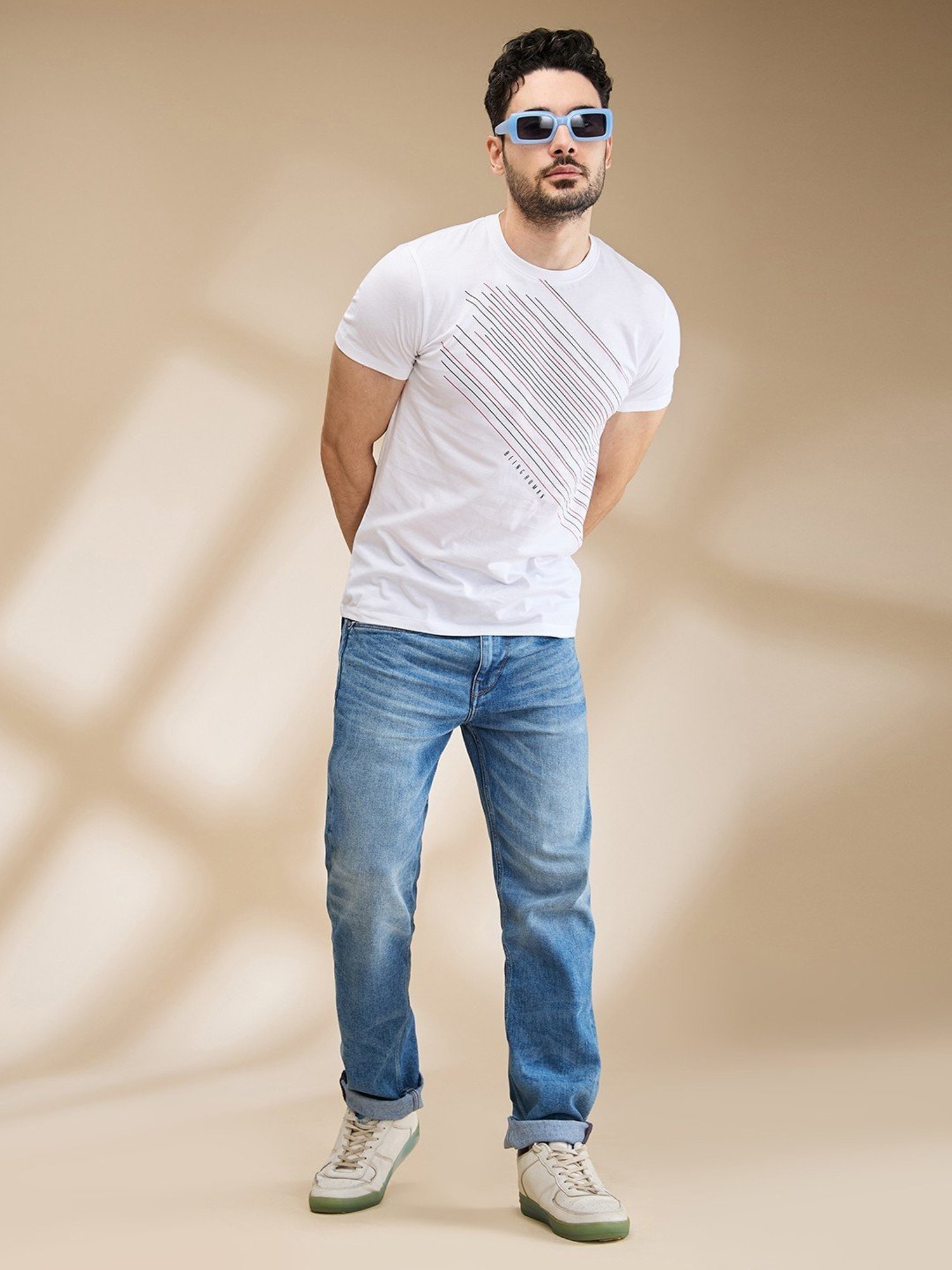 Being Human White Regular Fit Printed T-Shirt