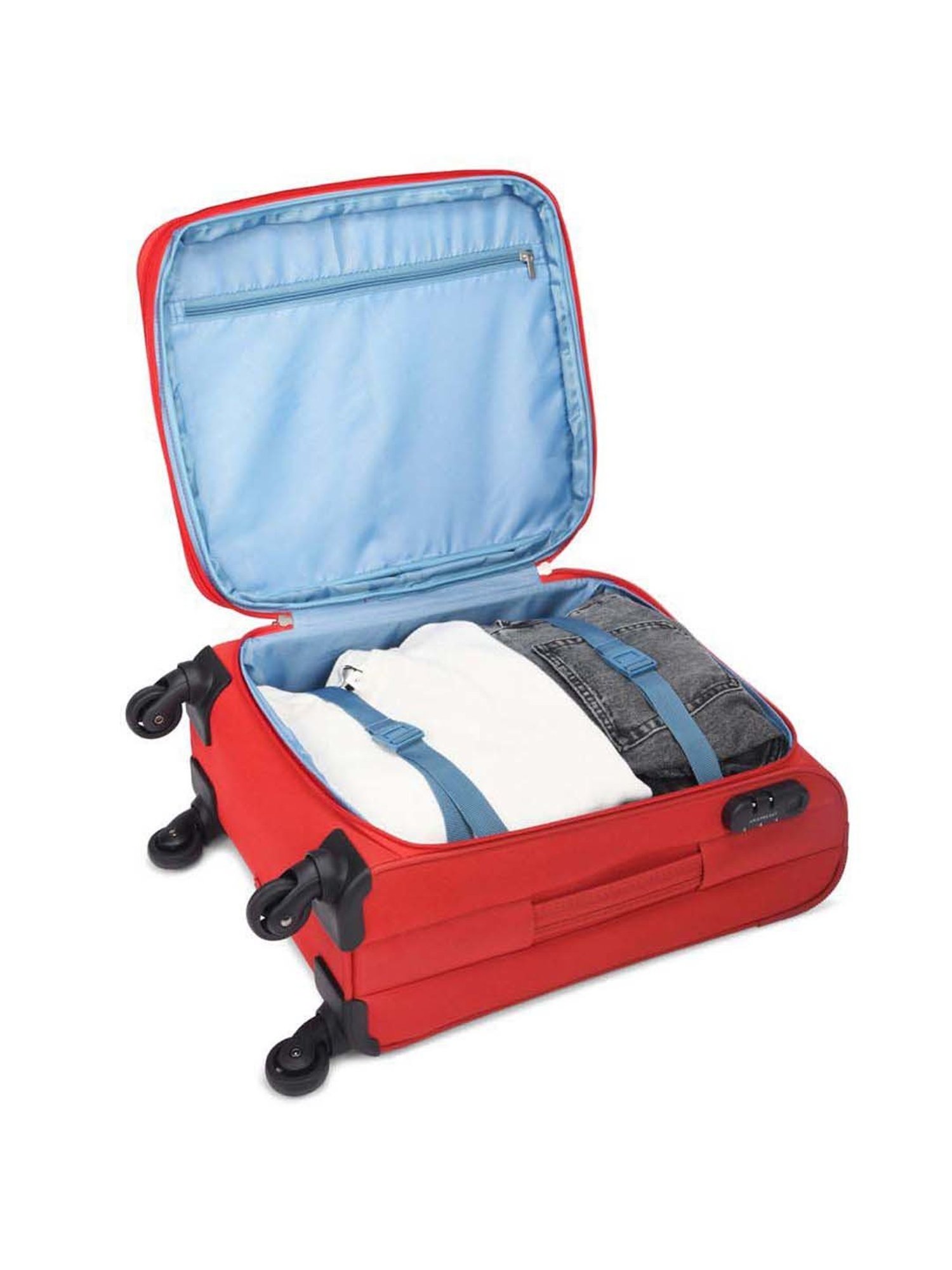 Aristocrat Evolve Red Solid Soft Cabin Trolley Bag - 55 cm