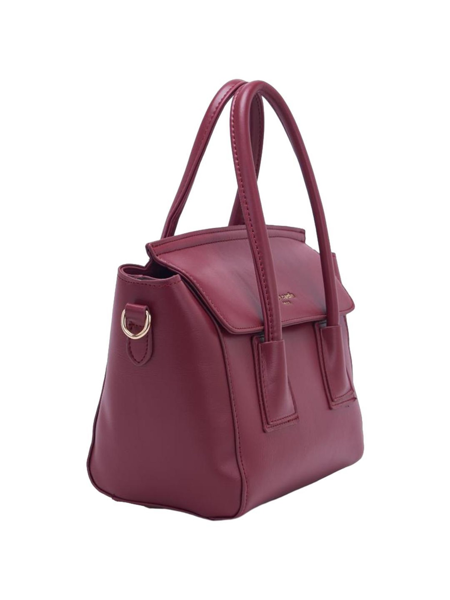 Pierre Cardin Maroon Solid Satchel Handbag