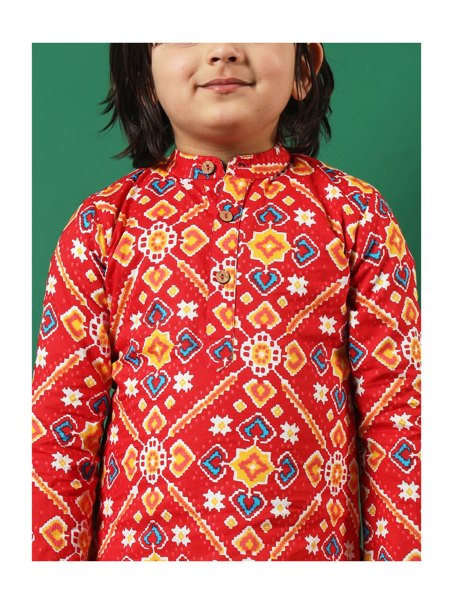 READIPRINT FASHIONS Kids Red & White Printed Full Sleeves Kurta with Pyjamas
