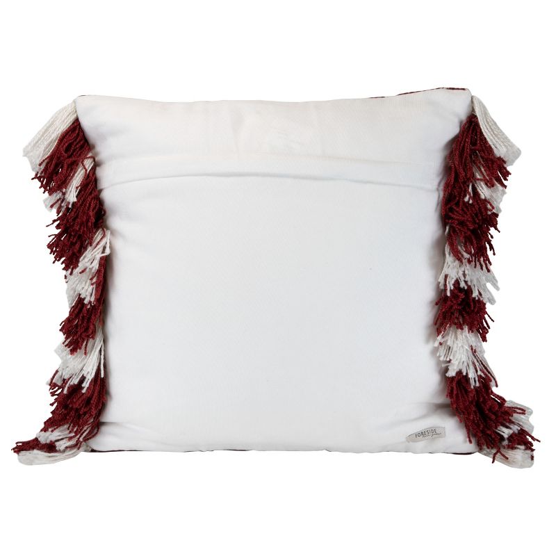 Red Triangle Pattern Hand Woven 18x18" Outdoor Decorative Throw Pillow with Hand Tied Fringe - Foreside Home & Garden