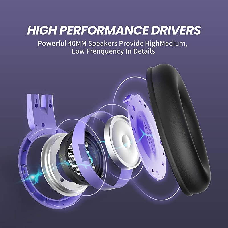 G951S Purple Stereo Gaming Headset with Mic for PS4 Xbox One PC Phone Detachable Cat Ear 35MM Noise Reduction Headphones Lightweight Computer Gaming Headphone SelfAdjusting Gamer Headsets