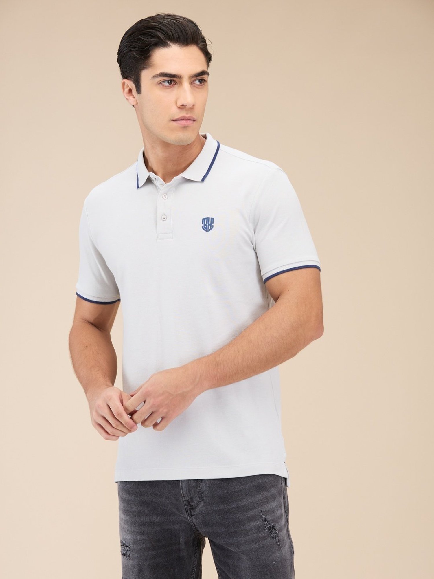 Being Human Grey Regular Fit Polo T-Shirt