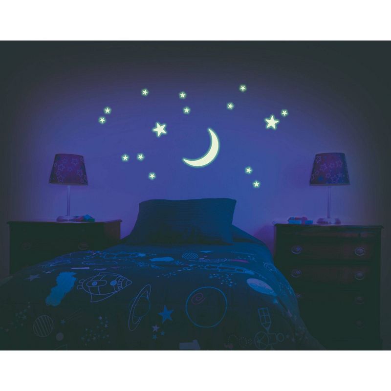 The Original Glowstars Glow-In-The-Dark Crescent Moon and Stars Set