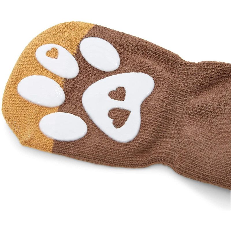 2-Pair Anti-Slip Dog Socks, Paw Protection Ginger Brown (Small, 8 Pieces)