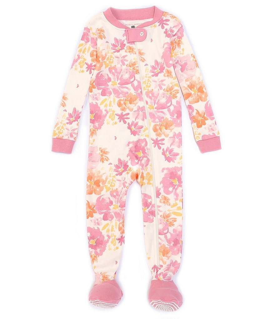 Burt's Bees Baby Girls 12-24 Months Long-Sleeve Sunset Bloom Footed Sleeper
