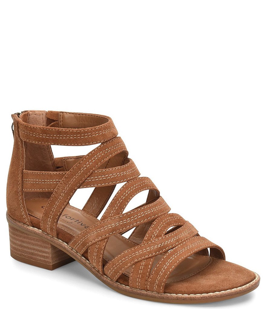 Comfortiva Betha Suede Gladiator Block Heel Sandals